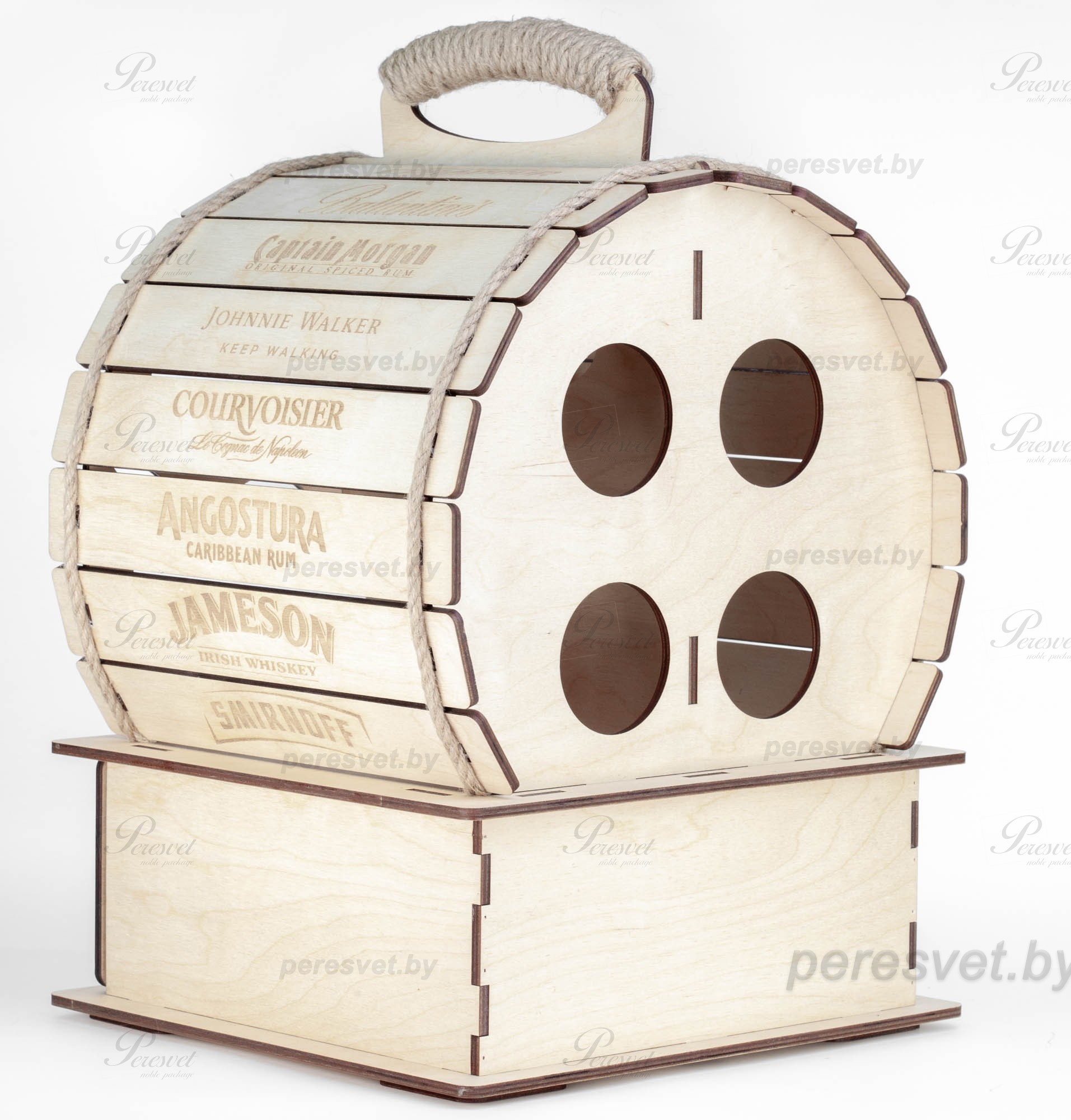 камни для виски, бар, мини бар, переносной бар, собственное производство, нанесение логотипа, карельский ледник, подарочная бочка, изделие из дерева, деревянная бочка, деревянный бар, баз из дерева, бар с собой, хранение бутылок Мини бар бочка Диоген Элит светлое дерево на peresvet.by