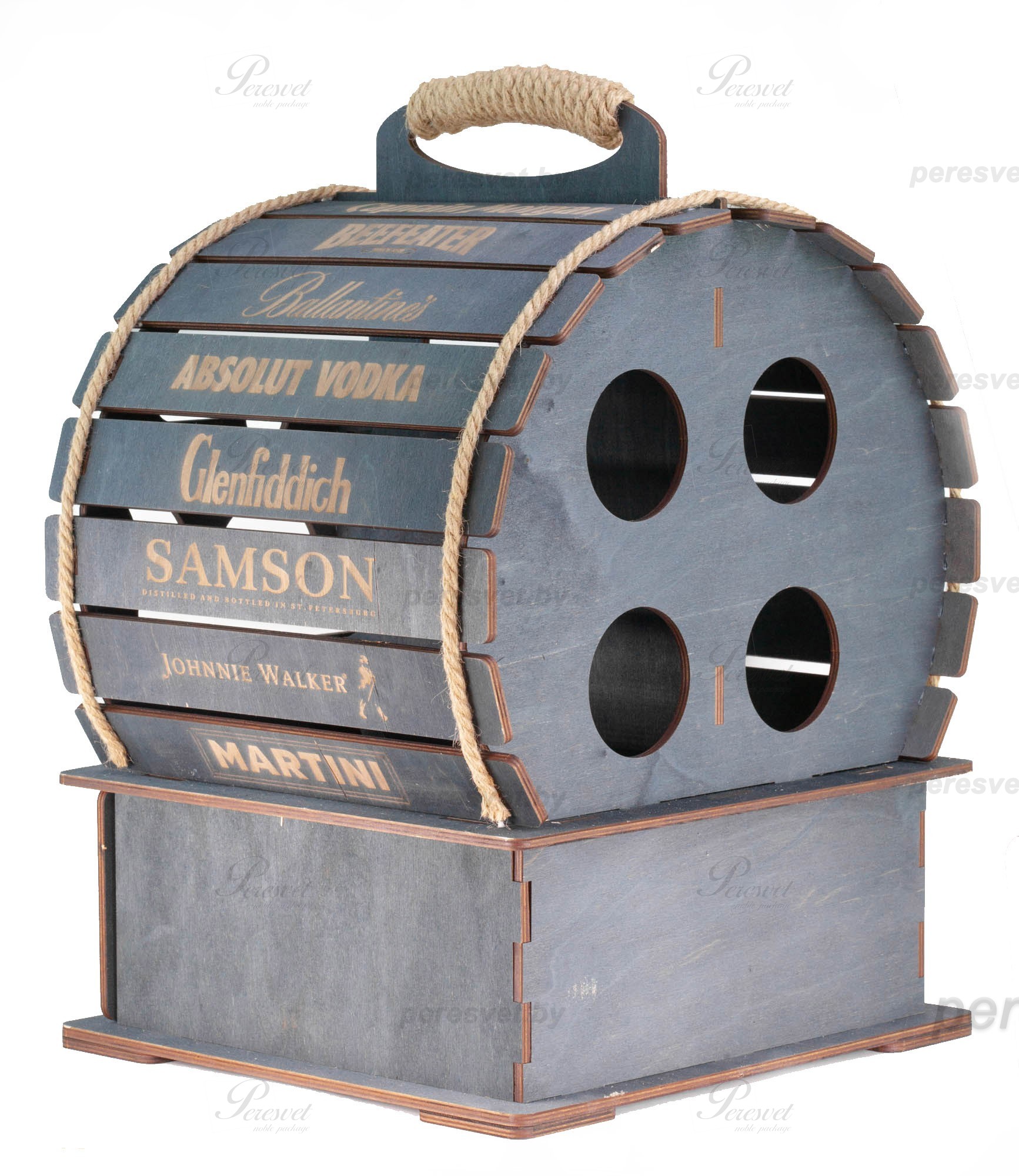 камни для виски, бар, мини бар, переносной бар, собственное производство, нанесение логотипа, карельский ледник, подарочная бочка, изделие из дерева, деревянная бочка, деревянный бар, баз из дерева, бар с собой, хранение бутылок Переносной мини бар Диоген Элит темное дерево с гравировкой с камнями для виски на peresvet.by