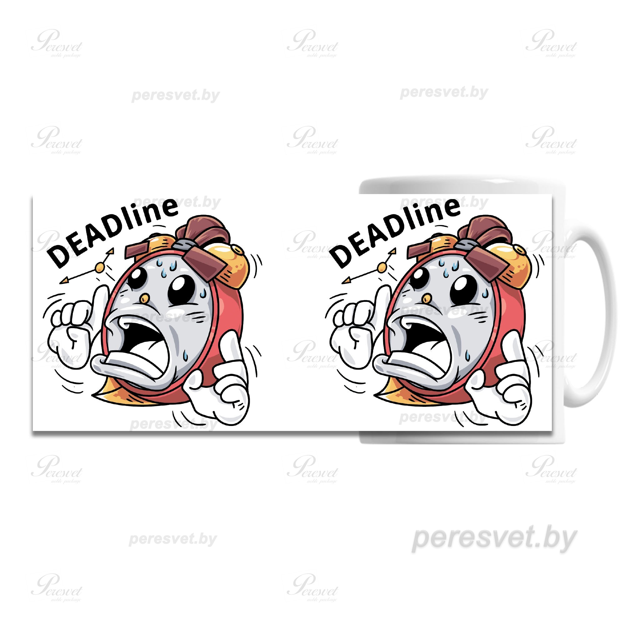 кружки с логотипом, кружки с логотипом на заказ, нанесение логотипа на кружки, термопечать, под сублимацию, Купить подарки в Минске , цветная кружка с логотипом, кружка к празднику Кружка Peresvet Дедлайн на peresvet.by