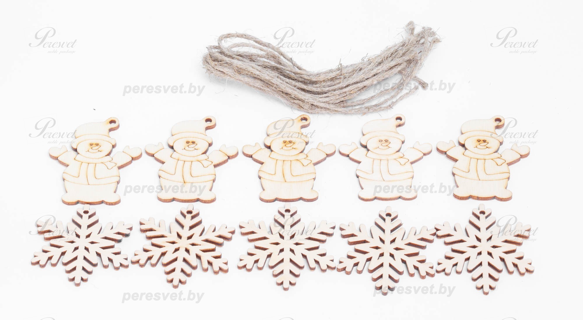 новый год, снежинки, снежинка деревянная, снежинка новогодняя, снежинка на ёлку, новогоднее украшение, украшение на елку, шарики на елку, елочные игрушки Набор новогодних снежинок Снеговик и снежинка на peresvet.by