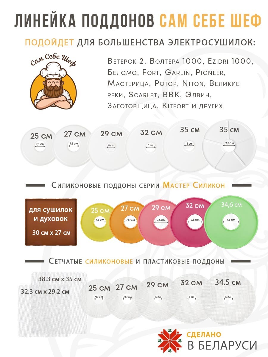 Силиконовый Поддон для пастилы, Мастерица, Ветерок, поддон для пастилы, Garlyn, поддон для дегидратора, поддон для электросушилок, силиконовый коврик, Marta пастила для сушилки, Сам Себе Шеф, ССШ, поддон для сушилок, поддон для Marta Cиликоновые поддоны для пастилы d29 т.м. Сам Себе Шеф на peresvet.by