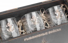 подарочные наборы, корпоративный подарок, собственное производство, набор в подарок, набор для виски, художественное литье, для виски, whiski, бронза, 23 февраля Набор подарочный Рыболовные войска с бронзовыми якорями на peresvet.by